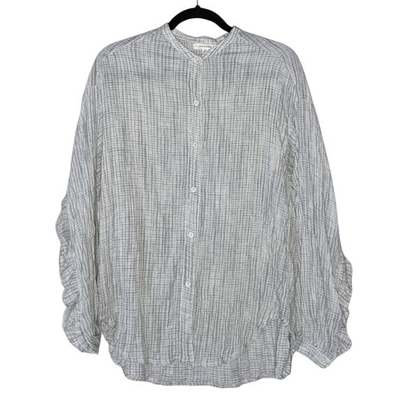 Cottagecore Prairie Plaid Ruffle Button Front Blouse Preppy Minimalist Medium - Picture 1 of 7